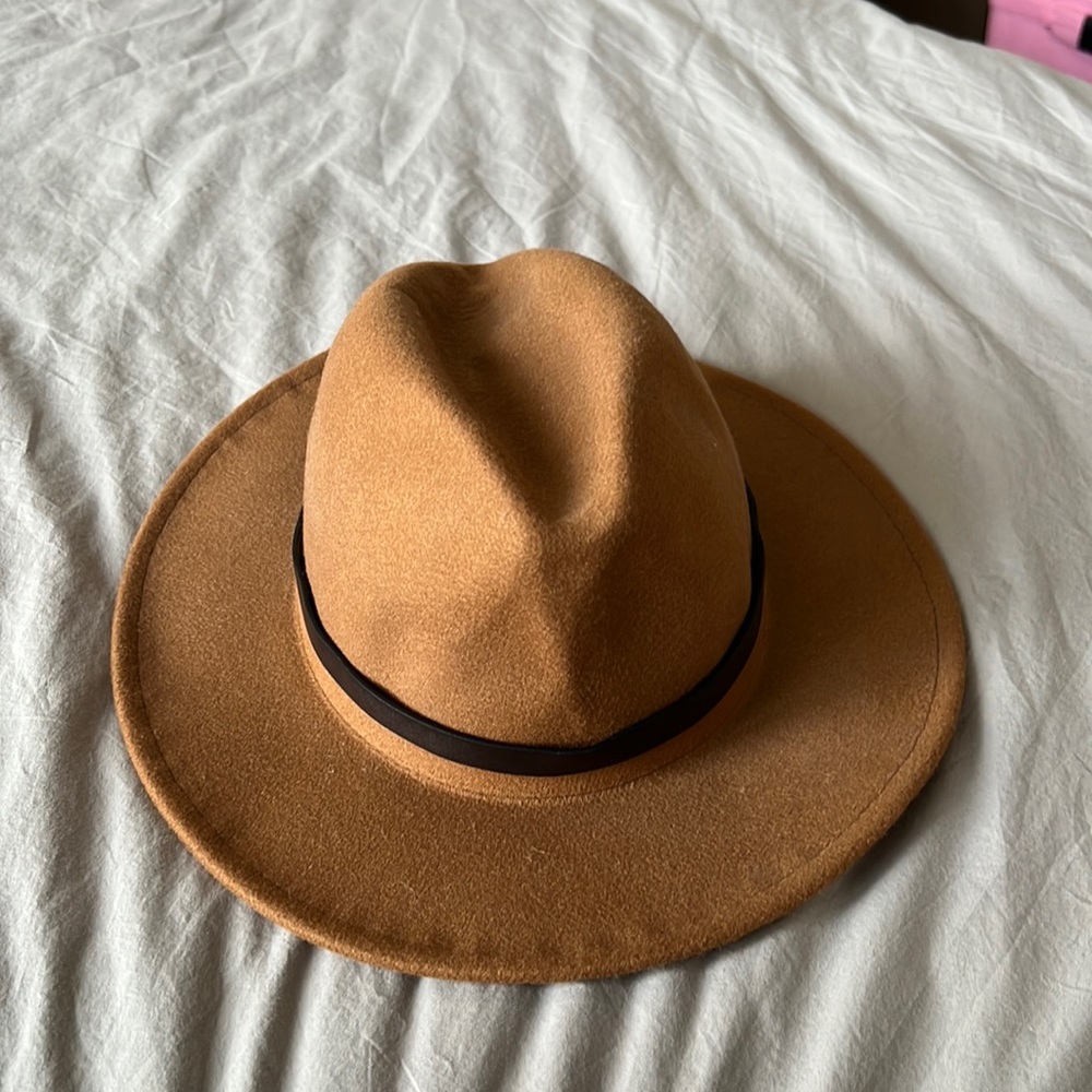 Brown brim hat